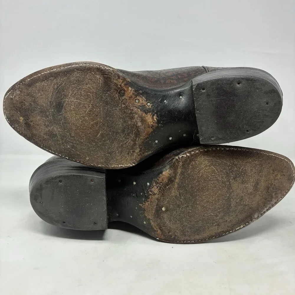 Cowtown Vintage Exotic Men's Cowboy Boots Size 10D Caribou Western Brown Mexico